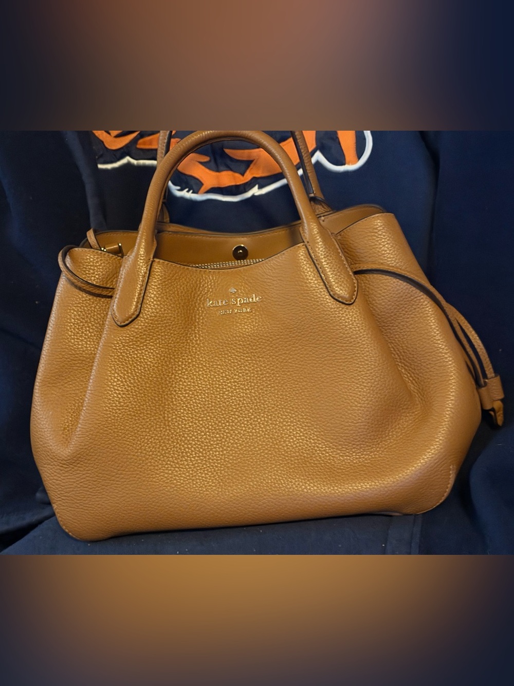 kate spade Pebbled Leather Satchel in Cognac Brown